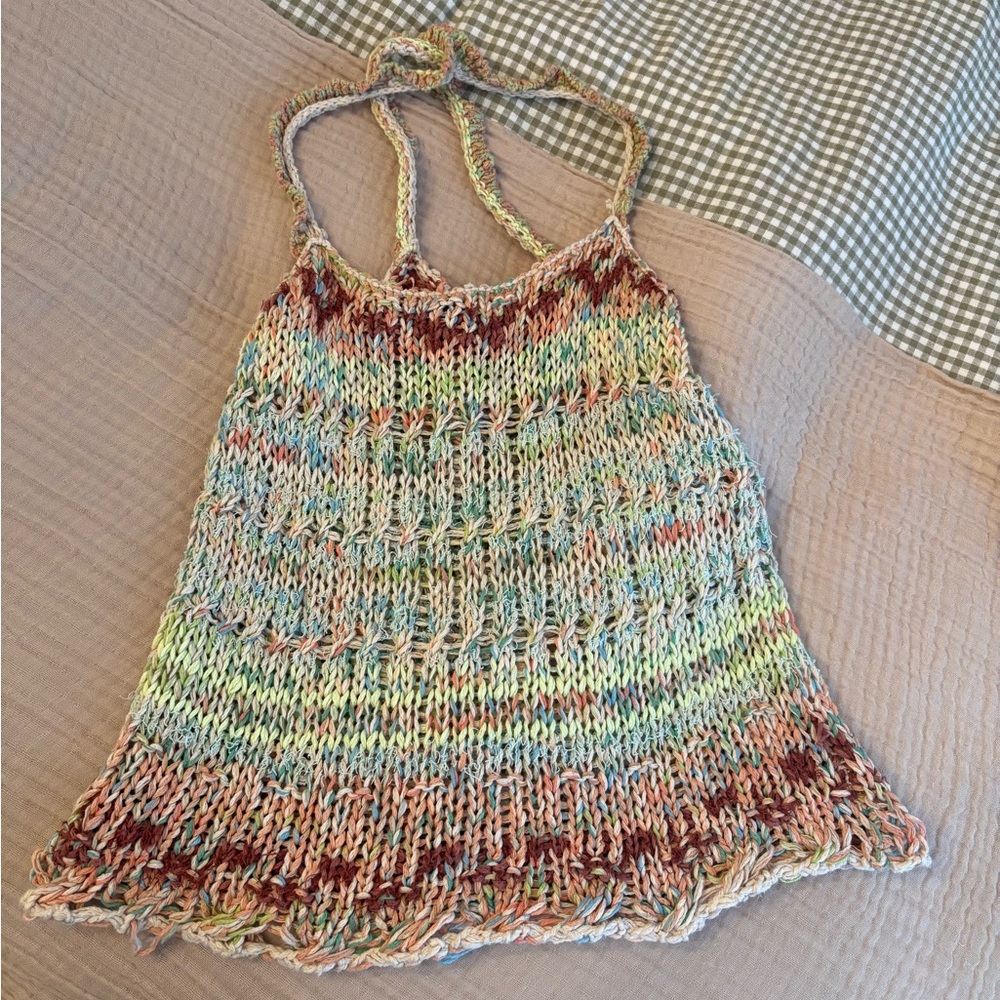 Multicolor Knit Halter Top